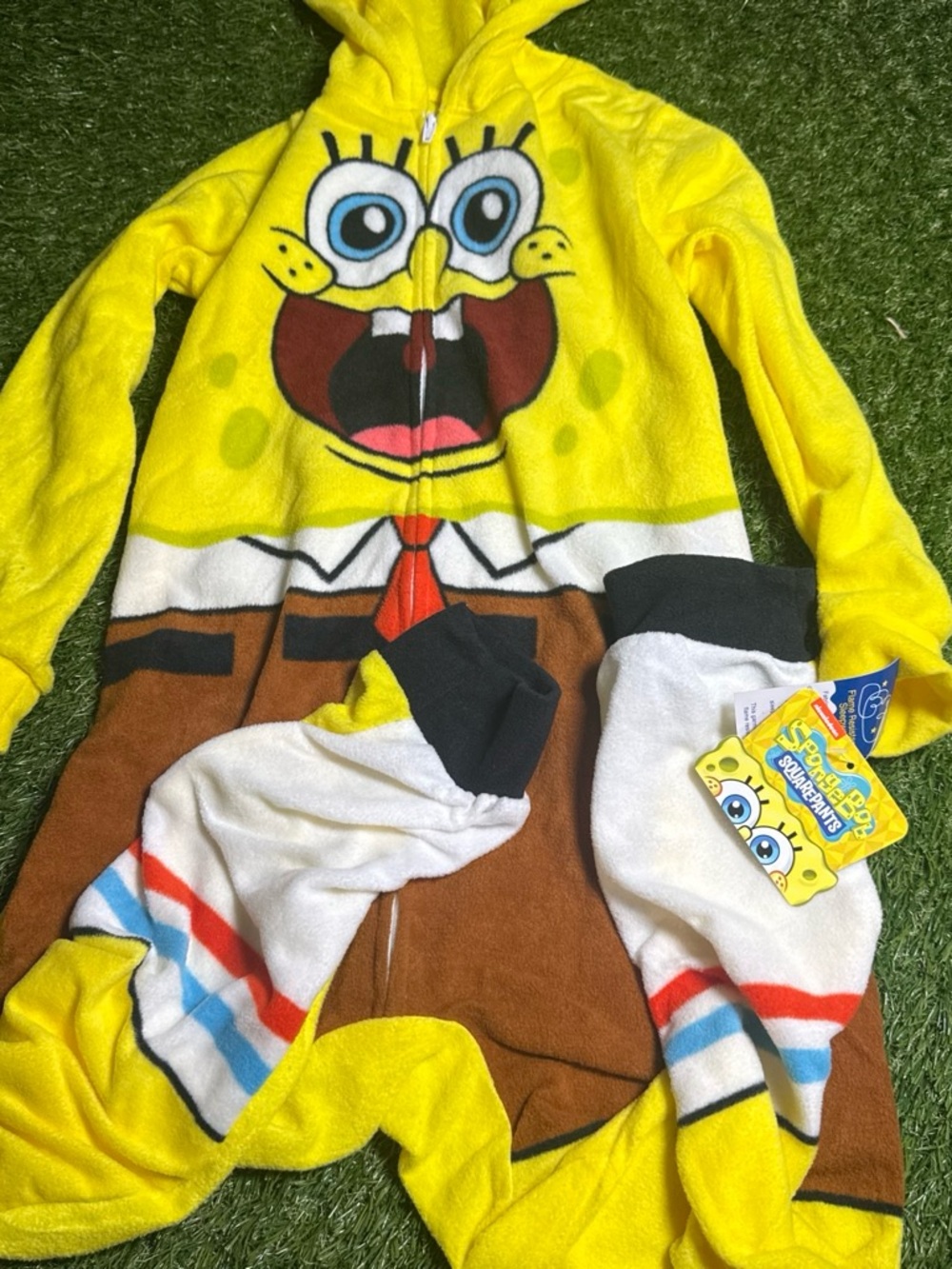Nickelodeon SpongeBob SquarePants Yellow and Brown Plush Hooded Onesie